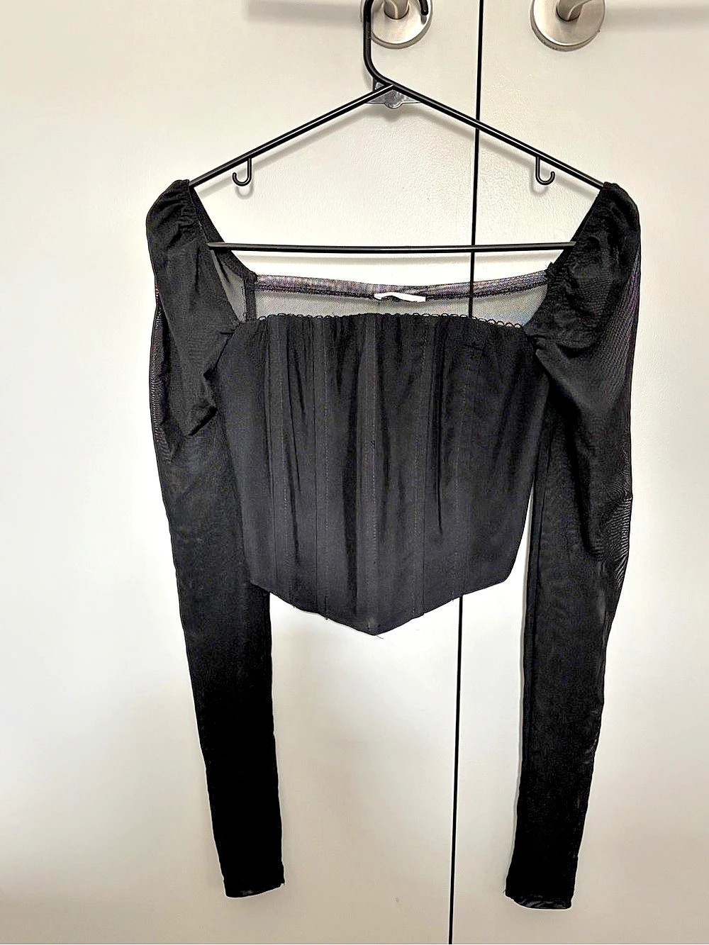Princess Polly black corset top with mesh back
